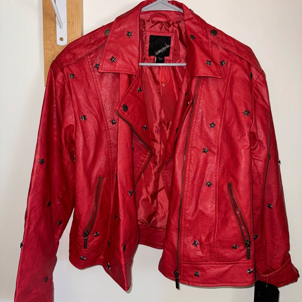 Red leather jacket